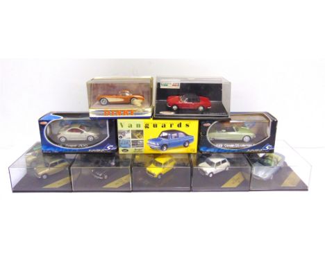 TEN 1/43 SCALE DIECAST MODEL CARS  by Vitesse (6, including four Minis), Solido (2), Vanguards (1), and Matchbox Dinky Collec