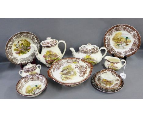 Palissy, transfer printed game series table wares for the Royal Worcester Group, comprising teaset, coffee set, tureens, sauc