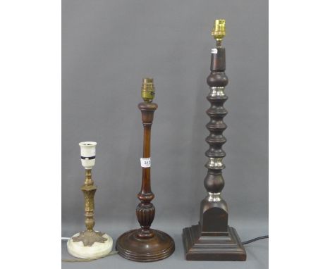 Collection of three various table lamp bases, (3) 