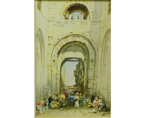 20th Century School, 'North African Street Scene' Watercolour,  apparently unsigned, in a glazed and giltwood frame, 15 x 23c