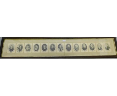 Collection of thirteen oval engraved panels of Eminent Gentleman to include Bishop Beveridge, Lord Chief Justice Hail and Arc