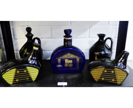 Collection of ceramic whisky decanters to include two in the shape of golf club heads, (5) 