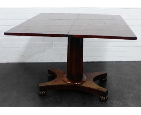 Scottish early 19th century mahogany tea table in the manner of William Trotter,  on a faceted column and quadriform base wit