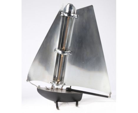 Art Deco heater, modelled as a sailing boat with the heating element incorporated into the mast, chromed sails with black det