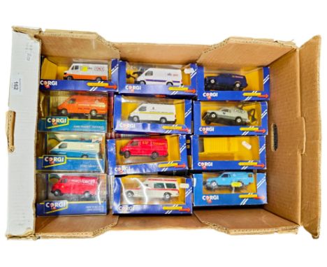 BOX LOT OF 12 BOXED CORGI MODEL CARS ETC 