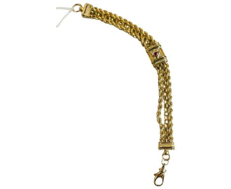 9 CARAT GOLD RUBY AND DIAMOND BRACELET 17.77G 