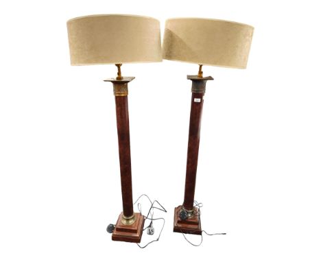 PAIR OF FREE STANDING PILLAR LAMPS 