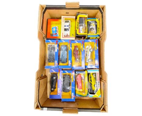 BOX LOT OF 12 BOXED CORGI MODEL CARS ETC 