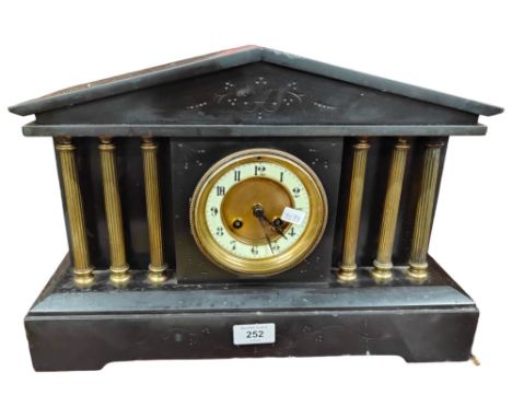VICTORIAN SLATE CLOCK AND PENDULUM 