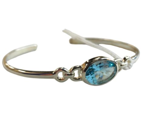 SILVER &amp; BLUE TOPAZ BANGLE 