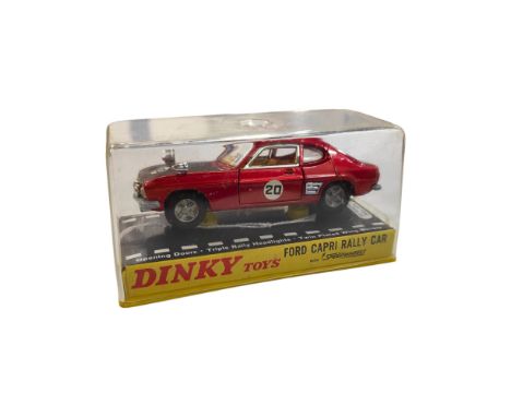 BOXED DINKY MODEL 213, FORD CAPRI, METALLIC MAROON WITH BLACK BONNET 