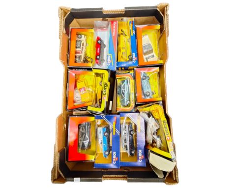 BOX LOT OF 12 BOXED CORGI MODEL CARS ETC 