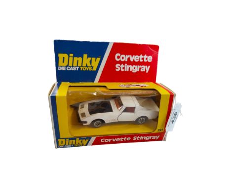 BOXED DINKY MODEL 221, CORVETTE STINGRAY, WHITE WITH BLACK BONNET 