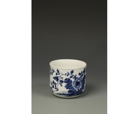 A FIRST PERIOD WORCESTER BLUE AND WHITE PORCELAIN FINGER BOWL, 'Cormorant' pattern, worker's mark on underside, circa 1755-58