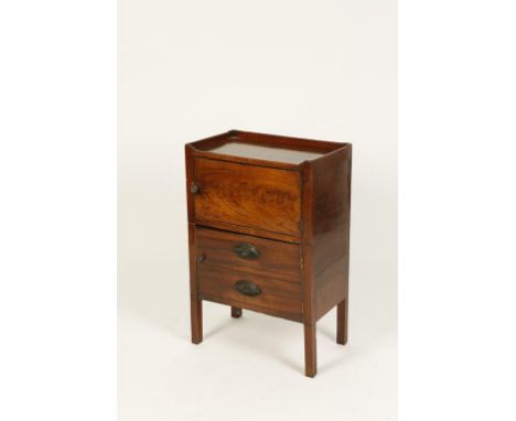 A MAHOGANY NIGHT CUPBOARD with single cupboard above adapted commode drawer, 18th century and later, 20" wide.  Provenance: T
