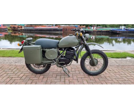1980 Can Am Bombardier, 250cc. Registration number MWJ 852W. Frame number 88010000380. Engine number 89211.The military bike 