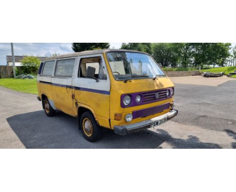 1983 VW T25 minibus, petrol 1913cc/LPG conversion, automatic. Registration number FSW 353Y. VIN number WV2ZZZ 25ZDH091742. En