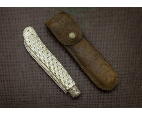 A nice Edwardian silver and mother of pearl pocket fruit knife by J.R  