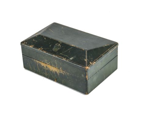A rare 1960s vintage Rolex watch box, sadly lacking the inner parts and well used, the "Coofin" box in green, heavily scuffed