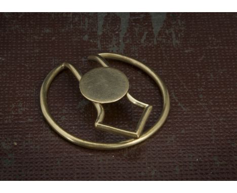 A 9ct gold money clip, circular with arrow head and initial panel centre, hallmarked, 10.2g 