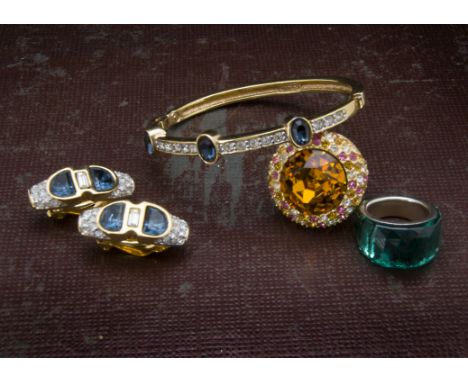 Four items of jewellery from Swarovski, including a large dress ring, bracelet, earrings and another ring, all with boxes (8)