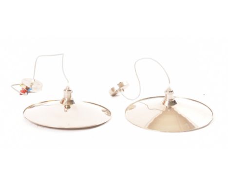 Neptune - A matching pair of contemporary high end designer UFO ceiling light shades. Each of disc form. Each measures approx