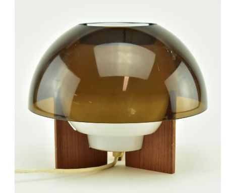 Ask Lighting - A retro 20th century Danish design mushroom table lamp light. the lamp having a thick domed smokie acrylic sha