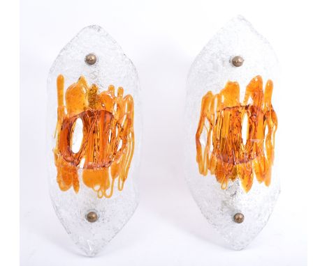 Toni Zuccheri for VeArt - A matching pair of retro mid 20th century Italian designer space age wall light sconces. Each light