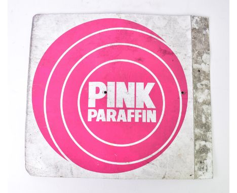 Pink Paraffin - a vintage 20th century enamel metal advertising point of sale shop front double sided sign. Measures approx. 