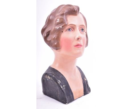 An original vintage early 20th century 1940s Art Deco advertising point of sale haberdashery plaster female mannequin dummy h