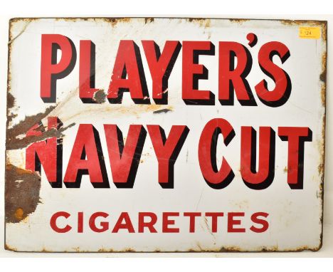 Player's Navy Cut - A vintage 20th century enamel advertising point of sale shop front sign for Players Cigarettes. The sign 