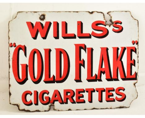 Wills's Gold Flake - A vintage 20th century double sided enamel advertising point of sale shop front sign. White ground with 