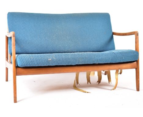 Ole Wanscher for France &amp; Sons - A retro mid 20th century Danish designed two seater sofa settee. Teak show wood frame wi