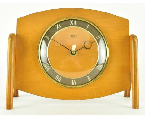 Smiths Sectric - A vintage mid 20th century walnut mantel / desk clock. The clock raised on A-frame supports with central met