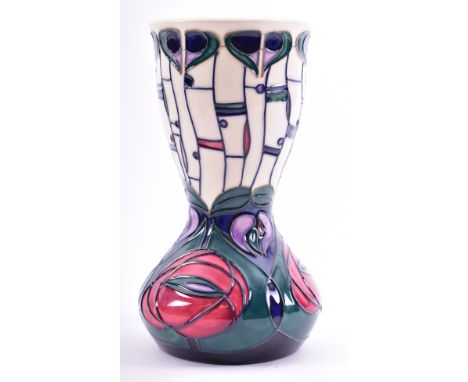 Moorcroft Pottery - a vintage ceramic Mackintosh vase by Rachel Bishop in tribute to Charles Rennie Mackintosh. The vase in i