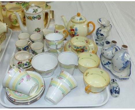 A Crown Staffordshire part breakfast set; a Standard china part tea service; Delftware; etc.