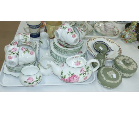 A National Trust "Motissfont Rosa" tea set, 40 pieces approx; a selection of decorative china including Wedgwood; Spode; etc.