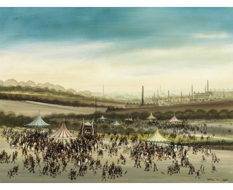 Brian Shields (Braaq) (British, 1951-1997)A Day at the Fun Fair signed and dated 'braaq 77 'ANN'' (lower right)oil and pencil