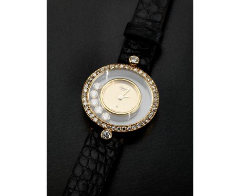 CHOPARD Damenuhr „Happy Diamonds“ Feine Damenuhr von CHOPARD „Happy Diamonds“ in 18 kt. Gold, Gehäusedurchmesser: 23 mm, mit 