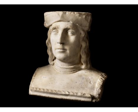 Francesco Laurana, um 1430 – um 1500, zug.  PORTRAIT EINES HERREN Höhe: 43 cm. Breite: 27,5 cm. Tiefe: 21,5 cm.In Carrara-Mar