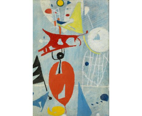 Max Ackermann, 1887 Berlin – 1975 Bad LiebenzellHYMNE Öl auf Holz. 52 x 35 cm. Verso, signiert, betitelt und datiert „M. ACKE