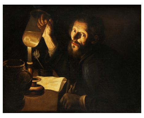 Trophime Bigot, auch „Trufemondi Bigoti“, um 1579 Arles – 1650 AvignonARZT BEI DER UNTERSUCHUNG EINER URINPROBE Öl auf Leinwa