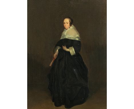 Holländischer Maler, wohl des 19. Jahrhunderts, Kopie nach Gerard ter Borch (1617-1681)PORTRAIT EINER DAME Öl auf Leinwand. 6