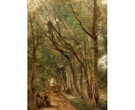 Jean-Baptiste Camille Corot, 1796 Paris – 1875 ebendaCOUBRON, UM 1870 – 73 Öl auf Leinwand. 55 x 40 cm. Rechts unten signiert
