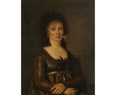 Französischer Maler um 1800PORTRAIT EINER DAME, WOHL DER FAMILIE PONIATOWSKI Öl auf Leinwand. 80 x 64,5 cm. In gekehltem verg