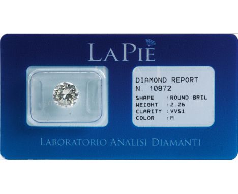 Loser Brillant, 2,26 ct M/VVS1Beigefügt ein Zertifikat vom Diamantprüflabor La Pié, Italien, Nr. 20191210872. Loser, eingesch