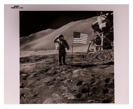 Apollo 15 mission Nasa code AS15-88-11863Astronaut David R. Scott, commander, gives a military salute while standing beside t