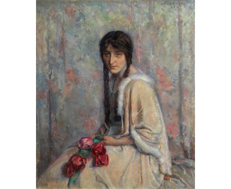 Otto Willem Albertus Roelofs, 1877 Brüssel – 1920 Den HaagPORTRAIT EINER JUNGEN FRAU Öl auf Leinwand. 105 x 90 cm. Rechts obe