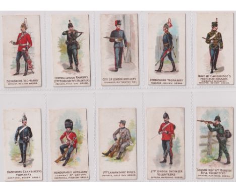 Cigarette cards, Cope's, Uniforms (Circular Medallion back) (set, 25 cards) (three with light tape marks to edges of backs, g
