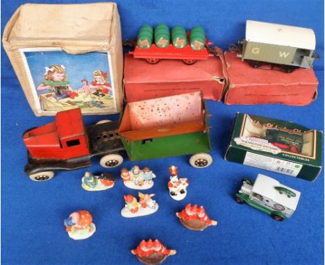 Toys, a selection of vintage toys to include an articulated tin lorry with LEP Transport side tipping body, a boxed Little Be